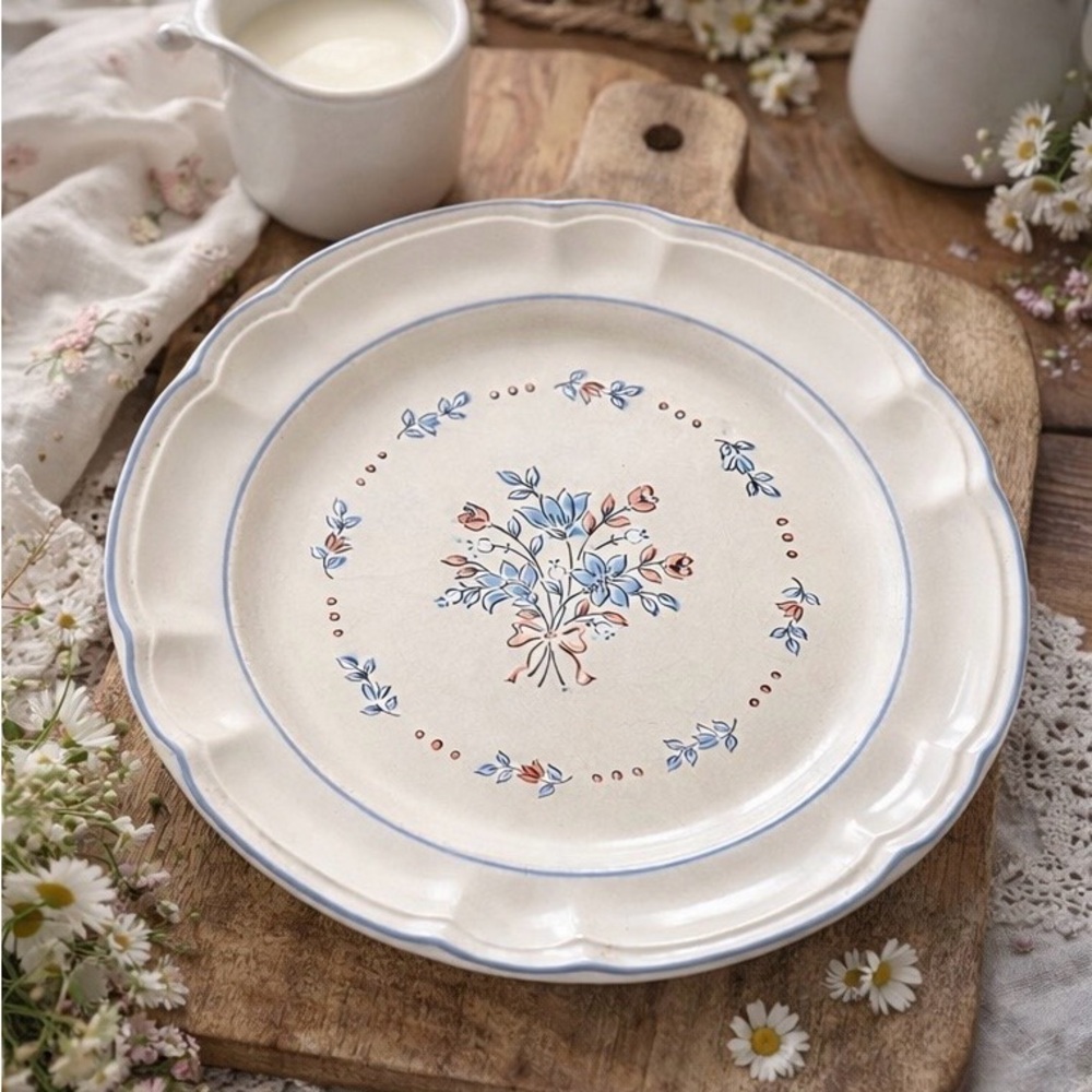 Set of 11 Vintage Cordella Dinner Plates Bluet (blue floral bouquet)